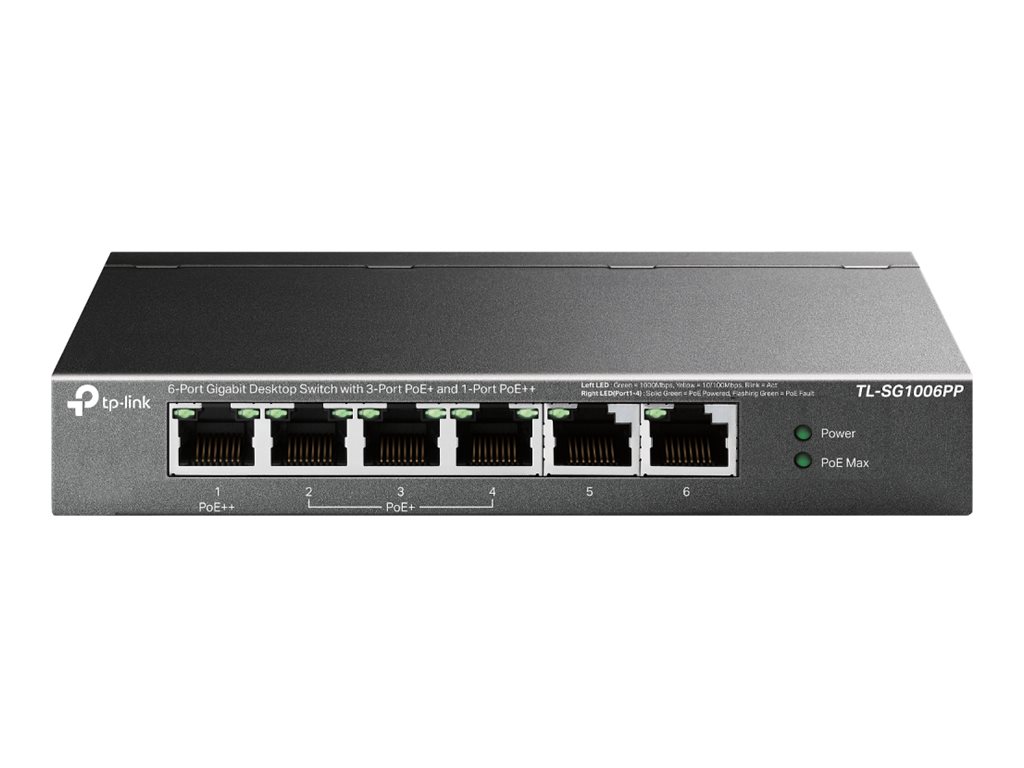 TP-LINK 6-Port Gigabit Desktop Switch with 3-Port PoE+ and 1-Port PoE++