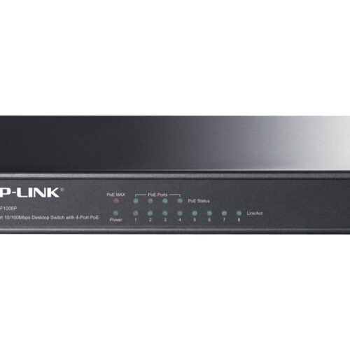 TP-LINK 8-port 10/100M PoE Switch 8 10/100M RJ45 ports including 4 PoE ports steel case