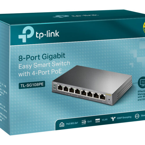 TP-LINK 8-Port Gigabit Desktop PoE Easy Smart Switch, 8 Gigabit RJ45 Ports inkl. 4 PoE Ports, 55W PoE Gesamtleistung