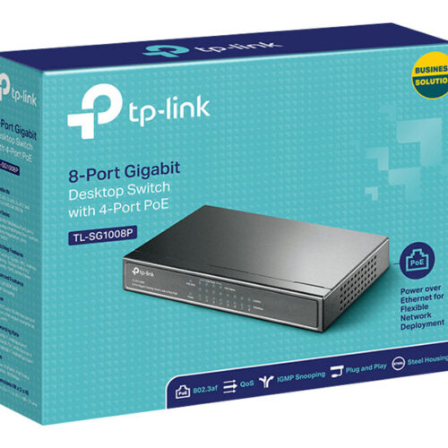 TP-LINK 8-Port Gigabit Desktop PoE Switch 8×10/100/1000Mbps RJ45 ports including 4 PoE ports steel case