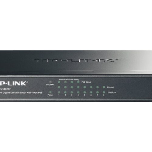 TP-LINK 8-Port Gigabit Desktop PoE Switch 8×10/100/1000Mbps RJ45 ports including 4 PoE ports steel case