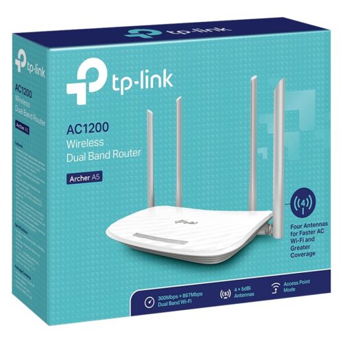 TP-LINK AC1200 Dual-Band Wi-Fi Router 867Mbps at 5GHz + 300Mbps at 2.4GHz 5 10/100M Ports 4 antennas IPTV Access Point Mode Mode