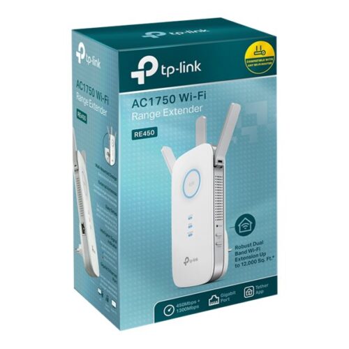 TP-LINK AC1750 Dual Band Wireless Wall Plugged Range Extender Qualcomm 1300Mbps at 5Ghz + 450Mbps at 2.4Ghz 802.11ac/a/b/g/n