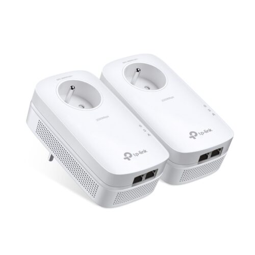 TP-LINK AV2000 2-Port Gigabit Passthrough Powerline Starter Kit 2000Mbps Powerline Data Rate Line-Neutral/Line-Ground 2×2 MIMO 2