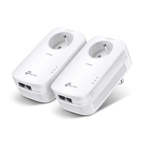 TP-LINK AV2000 2-Port Gigabit Passthrough Powerline Starter Kit 2000Mbps Powerline Data Rate Line-Neutral/Line-Ground 2×2 MIMO 2