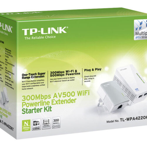 TP-LINK AV500  300Mbps 2-port Wireless Powerline Extender KIT including 1 TL-WPA4220 1 TL-PA4010 500Mbps Powerline Plug and Play