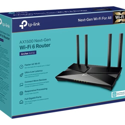 TP-LINK AX1500 Wi-Fi 6 Router Broadcom 1.5GHz Tri-Core CPU 1201Mops at 5GHz+300Mops at 2.4GHz 5 Gigabit Ports 4 Antennas