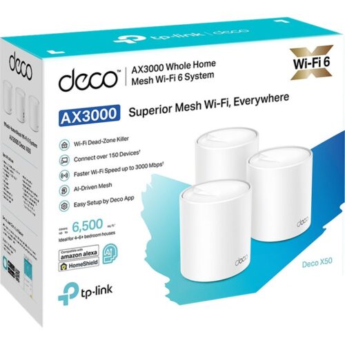 TP-LINK AX3000 Whole Home Mesh Wi-Fi 6 System 574Mbps at 2.4GHz + 2402Mbps at 5GHz