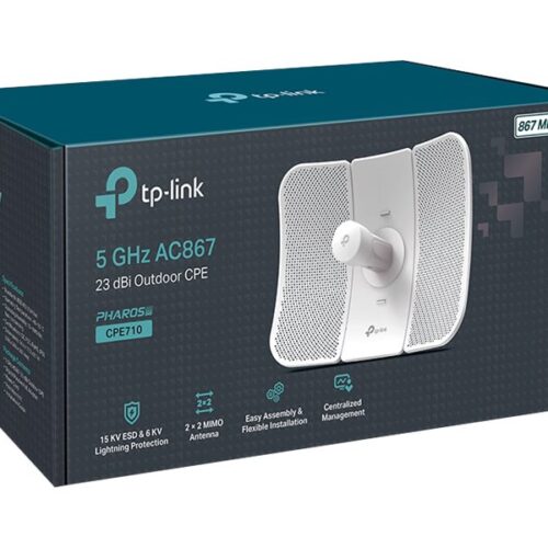 TP-LINK CPE710 5GHz AC900 Outdoor CPE 23dBi 30+ km 1 Gbit STP RJ45 IP65 Weatherproof Passive PoE Multi-Mode