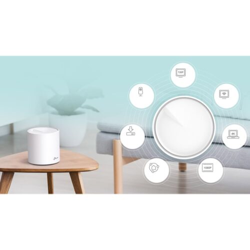 TP-LINK Deco X60 AX3000 Wi-Fi 6 Whole-Home Mesh System 3-pack Quad-core CPU 2x GE RJ45 4x int.antennas MU-MIMO