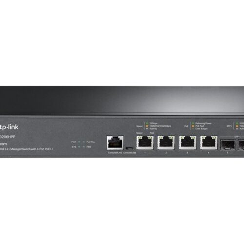 TP-LINK JetStream 4-Port 10GBase-T and 2-Port 10GE SFP+ L2+ Managed Switch with 4-Port PoE++
