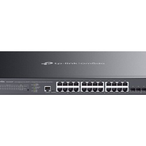 TP-LINK SG3428XMPP Omada 24-Port Gigabit 4-Port 10GE SFP+ L2+ Managed Switch 16x PoE+ 8x PoE++
