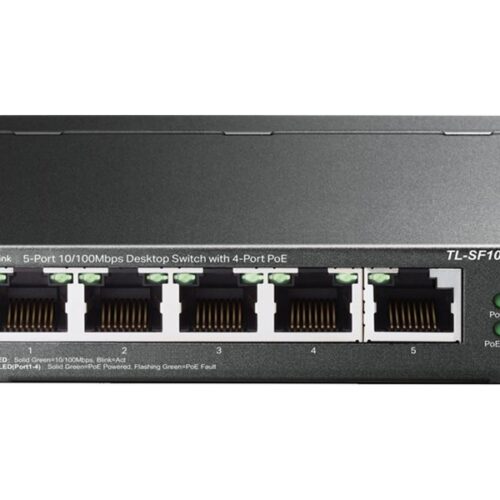 TP-LINK TL-SF1005LP 5-Port 10/100 Mbps Desktop Steel Case Switch with 4-Port PoE 41W PoE budget