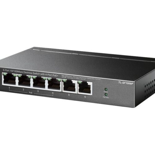 TP-LINK TL-SF1006P 6-Port 10/100Mbps Steel Desktop Switch with 4-Port PoE+ 67W PoE budget