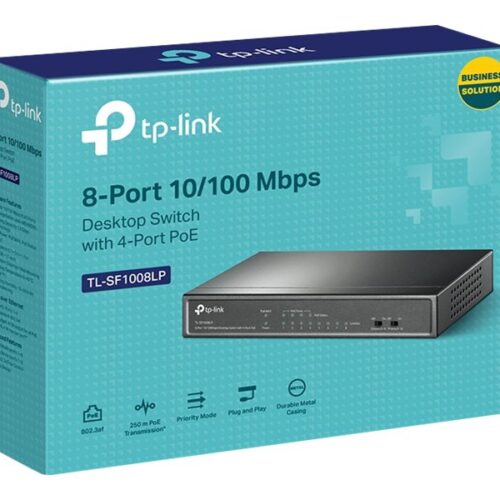 TP-LINK TL-SF1008LP 8-Port 10/100 Mbps Desktop Switch with 4-Port PoE 41W PoE budget