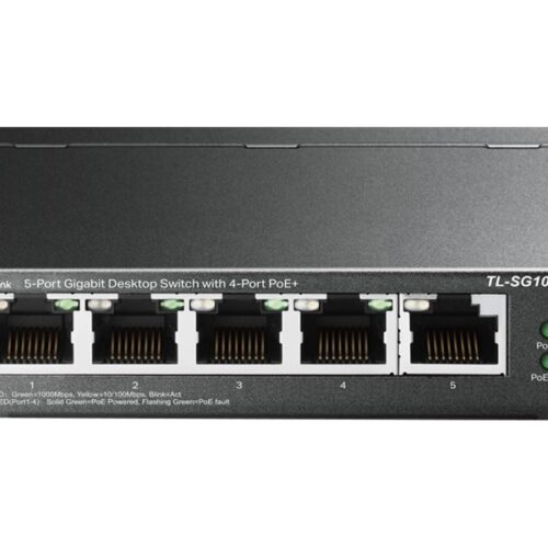 TP-LINK TL-SG1005LP 5-Port Gigabit Desktop Steel Case Switch with 4-Port PoE+ 40W PoE budget
