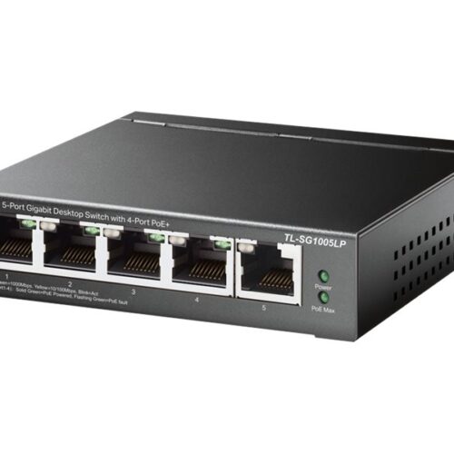 TP-LINK TL-SG1005LP 5-Port Gigabit Desktop Steel Case Switch with 4-Port PoE+ 40W PoE budget