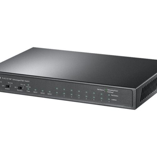 TP-LINK TL-SL1311MP 8×10/100 PoE+ 2x Gigabit Non-PoE Ports 1x Gigabit SFP Slot 124W PoE budget Desktop Steel Case