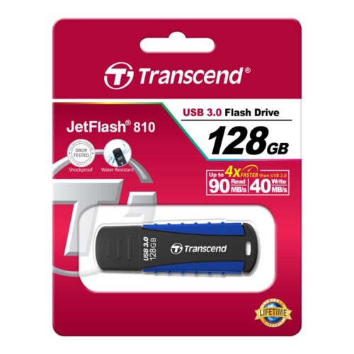 TRANSCEND 128Go Clé USB 3.1 Gen 1 – Antichoc Bleu marine