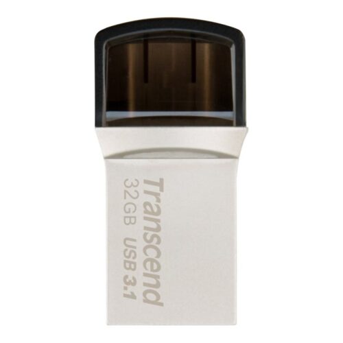 TRANSCEND 32Go Clé USB3.1 Gen 1- On The Go – Type A et C – Argentée