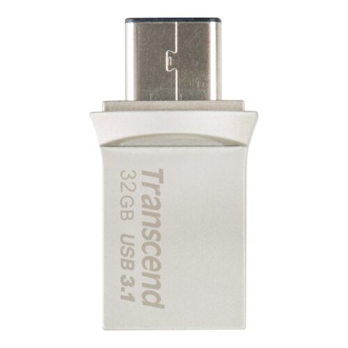 TRANSCEND 32Go Clé USB3.1 Gen 1- On The Go – Type A et C – Argentée