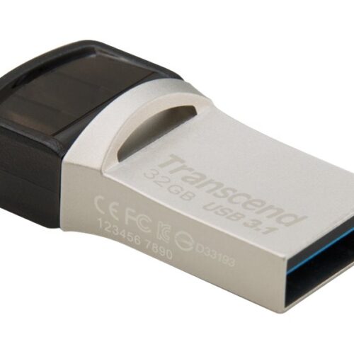 TRANSCEND 32Go Clé USB3.1 Gen 1- On The Go – Type A et C – Argentée