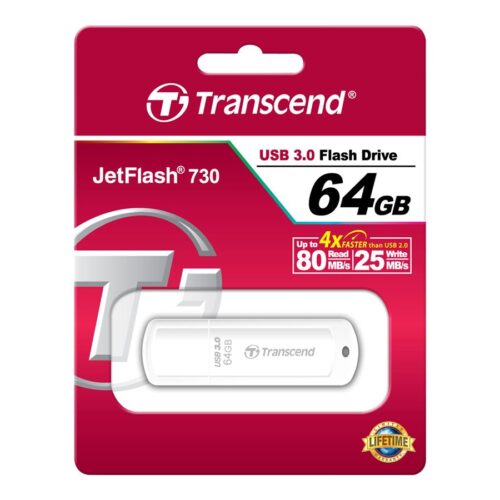 TRANSCEND 64Go Clé USB USB3.1 Gen1 Classique – Blanc