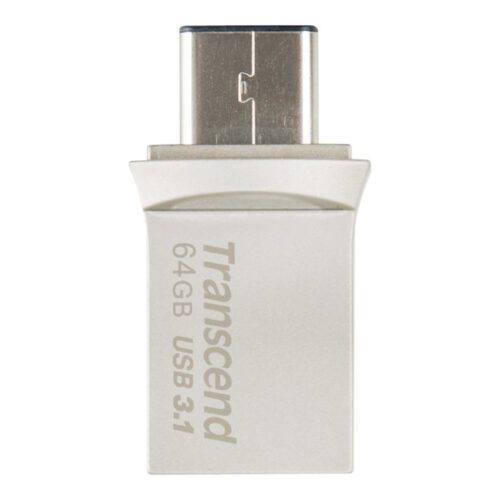 TRANSCEND 64Go Clé USB3.1 Gen 1- On The Go – Type A et C – Argentée