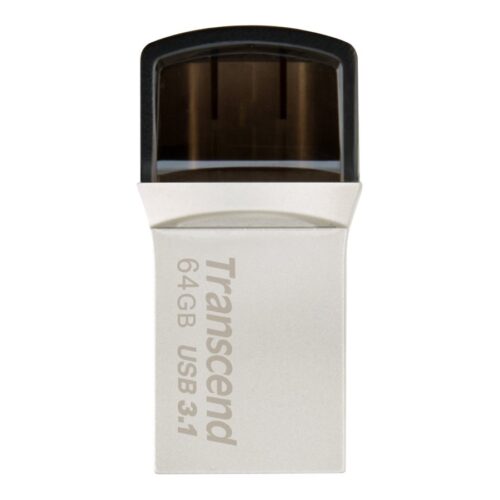 TRANSCEND 64Go Clé USB3.1 Gen 1- On The Go – Type A et C – Argentée