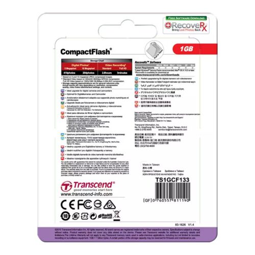 TRANSCEND CompactFlash 1Go Card MLC