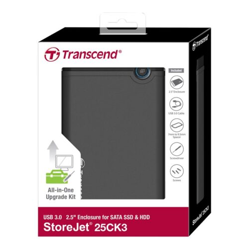 TRANSCEND Kit Boîtier vide pour 2.5p SSD/Disque Dur USB 3.1 Gen 1
