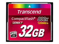 TRANSCEND Premium CompactFlash 32Go Card R120Mo/s VGP 20 MLC