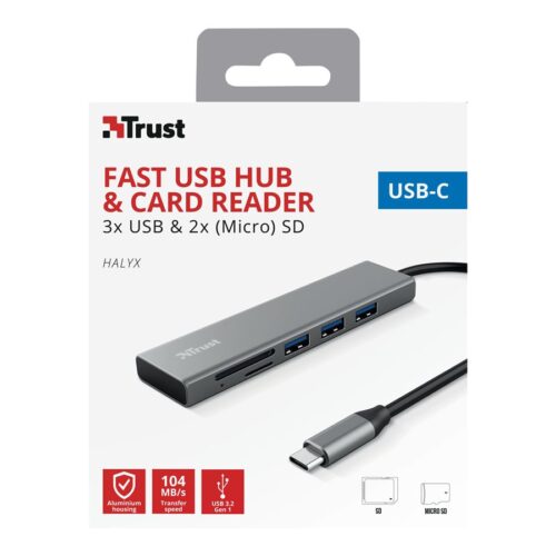 TRUST HALYX Fast USB-C Hubs Card Reader