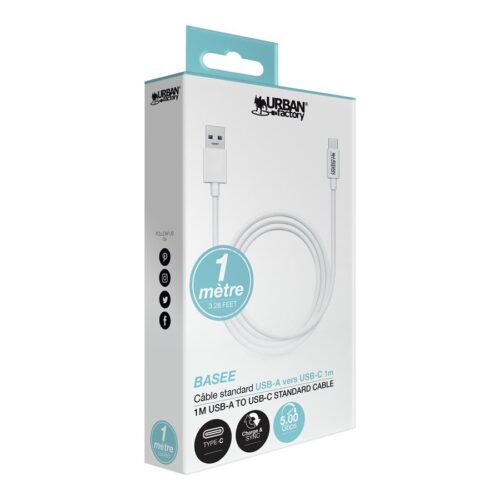 URBAN FACTORY 1M USB-A To USB-C Standard Cable PVC White