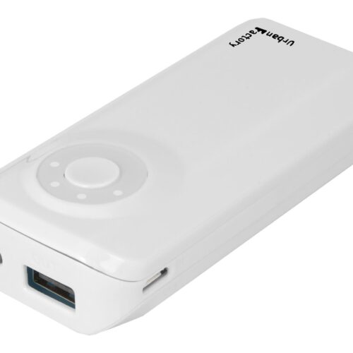 URBAN FACTORY Batterie externe Emergency Battery – 4400 mAh  – Blanc  –  Blister 1 câble