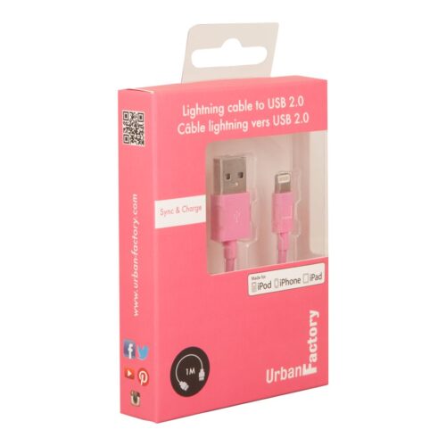 URBAN FACTORY CABLE LIGHTNING MFI 1M ROSE BOITE
