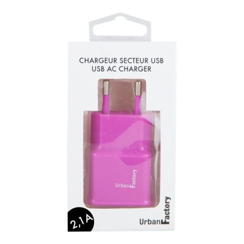 URBAN FACTORY CHARGEUR SECTEUR USB EU 2.1A ROSE