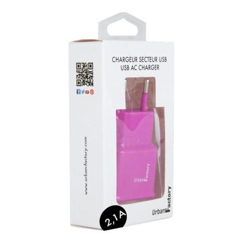URBAN FACTORY CHARGEUR SECTEUR USB EU 2.1A ROSE