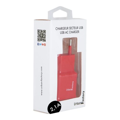 URBAN FACTORY CHARGEUR SECTEUR USB EU 2.1A ROUGE