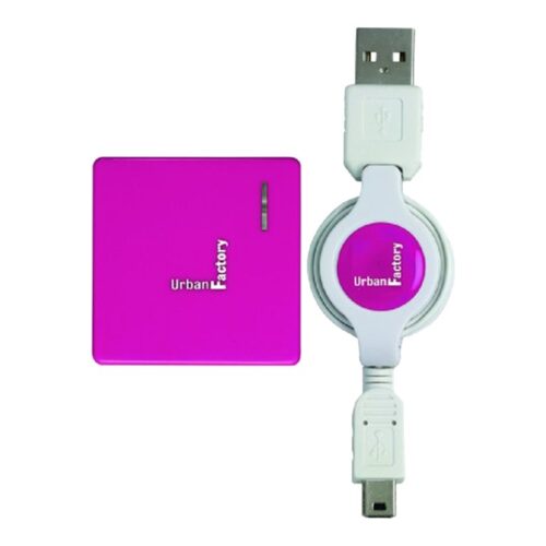 URBAN FACTORY CRAZY HUB 4 PORTS AVEC CORDON RETRACTABLE FUSHIA