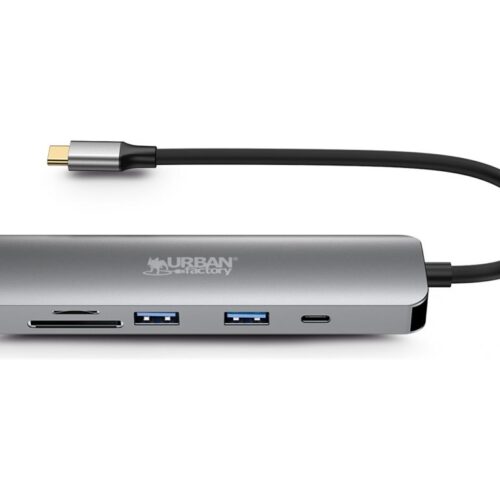 URBAN FACTORY Hubee 6in1 USB-C Hub With 2 USB-A / 1 4K HDMI / 2 Card Readers And 1 USB-C 100W Pd