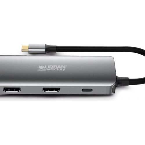 URBAN FACTORY Hubee 7in1 Hub USB-C Avec 3 USB-A / 2 HDMI 4K / 1 RJ45 Et 1 Usb-C 100W Pd