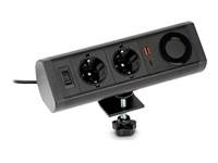 URBAN FACTORY POWEE Desk Double Power Outlet EU with 1 USB-A and 1 USB-C 3A Black