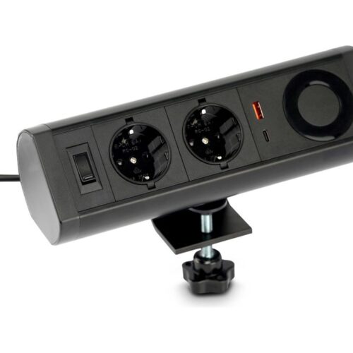 URBAN FACTORY POWEE Desk Triple Power Outlet EU with 1 USB-A and 1 USB-C 3A Black