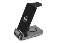 URBAN FACTORY Powee Pro Charger 3 In 1 With Function Stand 22.5Watts – Smaetphone / Smartwatch / Headphones