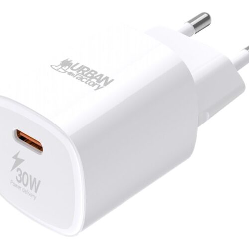 URBAN FACTORY POWER 30 Watts USB-C MAINS CHARGER EU WHITE