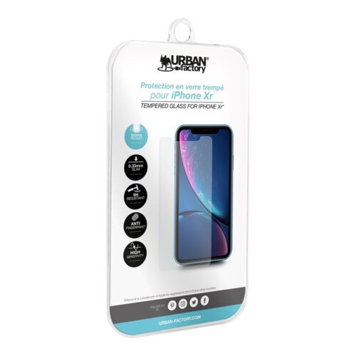 URBAN FACTORY Protection en verre trempé pour iPhone 9 2D