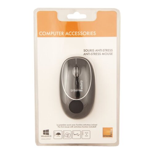 URBAN FACTORY Souris Mémoire de forme – Noire – filaire USB2.0