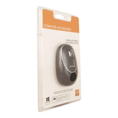 URBAN FACTORY Souris Mémoire de forme – Noire – filaire USB2.0
