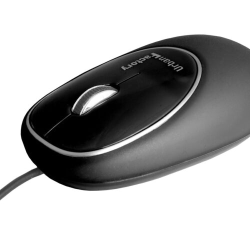 URBAN FACTORY Souris Mémoire de forme – Noire – filaire USB2.0